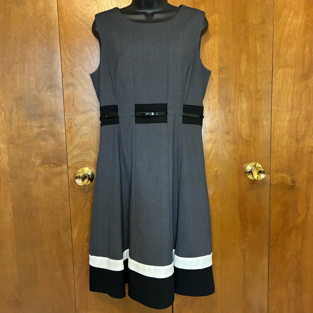 Calvin Klein Gray and Black Midi Dress size 10